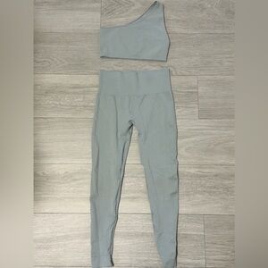 SET ACTIVE/ SCULPTFLEX LEGGINGS+ONE SHOULDER BRA-both medium/COLOR: RAIN